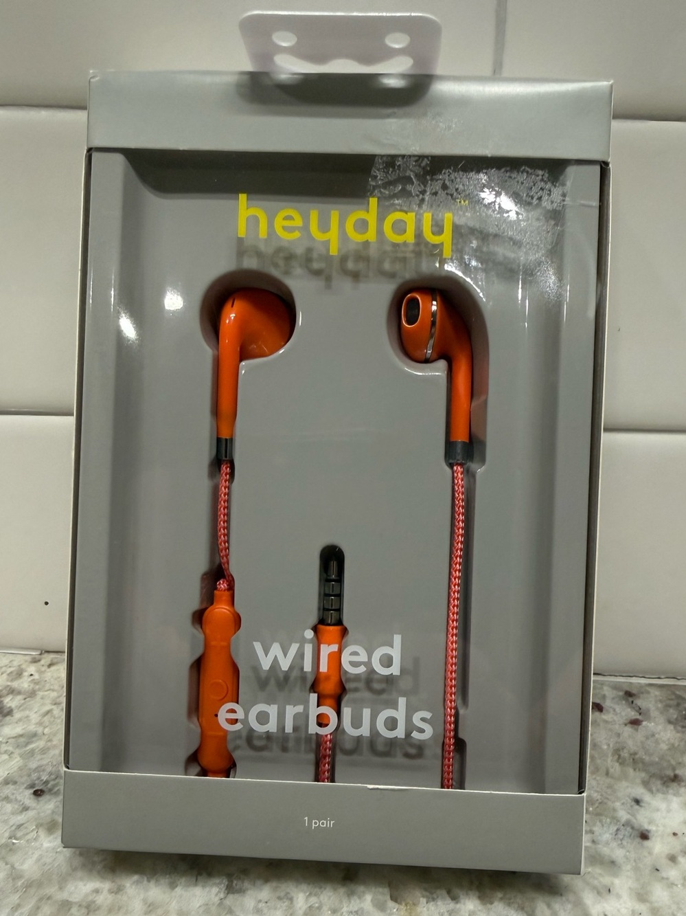 3/$15* heyday Orange Wired Earbuds with Braided Cable and Inline Mic